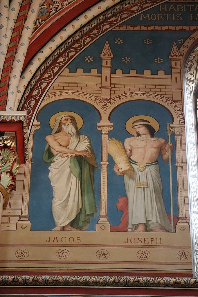 Hippolyte Flandrin - Murales dell'Abbazia di Saint, Germain, des, Prés, Giacobbe e Giuseppe